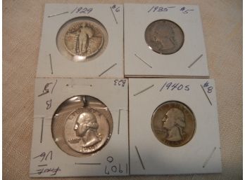 Four Silver Quarters,1929, 1935, 1940 + 1958-D