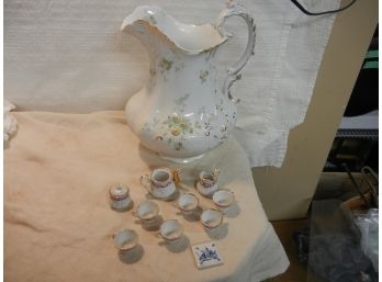 Royal Porcelain Pitcher + Miniature Tea Set