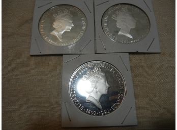 3- British Virgin Islands One Ounce .999 Silver Coins