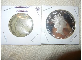 2 Silver Coins;1921 British 1/2 Crown + British Virgin Island
