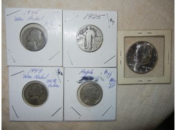 4 Silver Coins + Buffalo Nickel