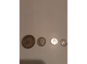 4 Foreign Silver Coins, Mexico, Canada, Venezuela