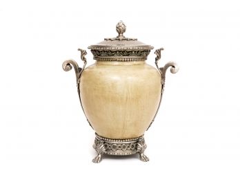 Decorative Crafts Hand-Crafted Urn With Heavy Pewter Base And Cover