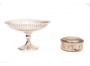 Sterling Silver Weighted Pedestal Bowl + Sterling Silver Trinket Box