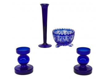 Collection Of Cobalt Blue Glass & More (4 In Total)