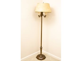 Brass Floor Lamp With Milk Glass Shade + Extra Shade