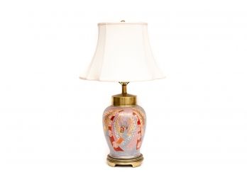 Chinese Crackled Converted Vase Hand Painted Lamp