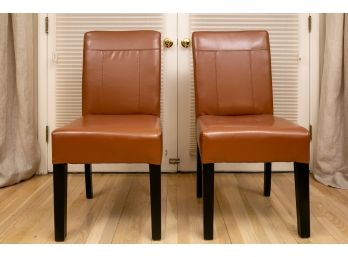 Pair Of Faux Leather Side Chairs