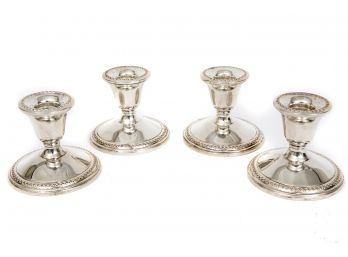 Set Of Two Empire Sterling Weighted Candlestick Holders + Wallace Sterling Candlestick Holder
