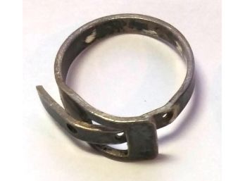 Shipwreck Pirate (functional) Brutalist Blackened Sterling Buckle Ring