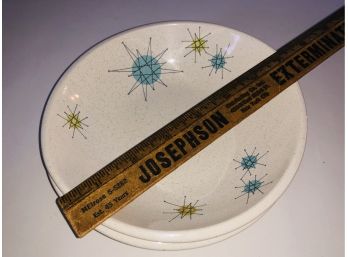 Mid Century Atomic Age Franciscan Earthenware 1950s Vintage 7” Bowl Set Decor
