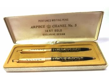 Rare Find!  Boxed Authentic Arpege /Chanel No.5 Golden Pen Set Brand New Old Stock