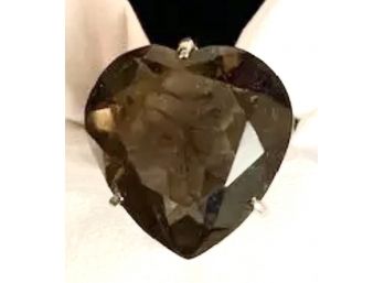 Huge Stone Heart Shaped Natural Topaz Ring