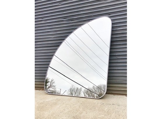 Vintage Italian Asymmetrical Wall Mirror With Aluminum Trim