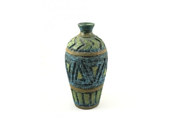 Mid Century Italian Pottery Sgrafitto Vase - Great Colors