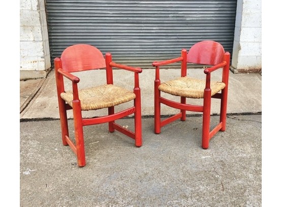 Pair Of Vintage Italian Carimate Armchairs Attributed To Vico Magistretti