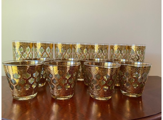 Fabulous Set Of Vintage Culver Barware Glasses - Rare