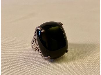 Sterling Silver Ring With Onyx Stone