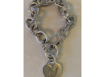 Sterling Silver Heart Bracelet Monogrammed