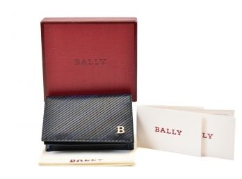 NEW! Bally Black Leather Credit Or Business Card Case