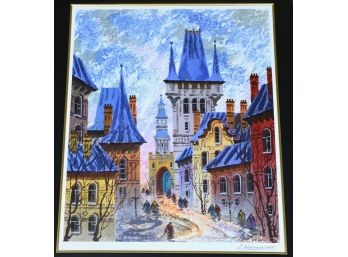 Signed Anatole Krasnyansky 'Street Of Old Prague' Seriolithograph