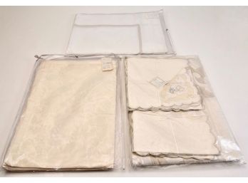 NEW! SFERRA Hand Made Linen Tablecloth And Twelve Napkins And More