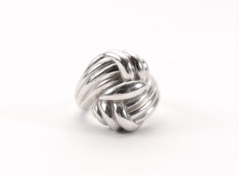 Signed Sterling Silver Ribbed Knot Ring - Size 6.5