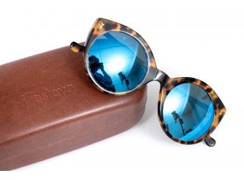 Illesteva Italian Leonard Tortoise Blue Mirrored Sunglasses