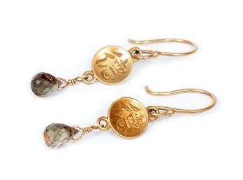 Me & Ro Path Of The Heart 18k Gold Pierced Earrings With Labradorite