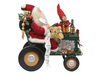 Large Wooden Santa And Elf Truck