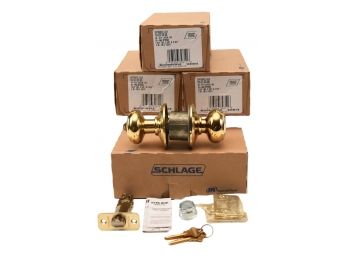 NEW! Set Of Four - Schlage Georgian Single Cylinder Keyed Entry Door Lock Set