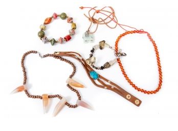 Dessert Heart Semi-Precious Stone Bracelet And Funky Beaded And Leather Jewelry