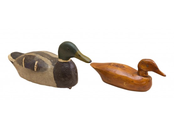 Two Carved  Wood Duck Decoys