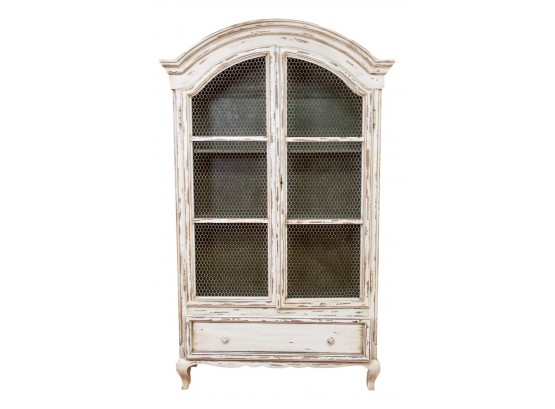 Country French Hutch Cabinet With Chicken Wire Doors