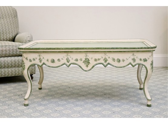 'Lava Le Coffee' Hand Painted Mint And Cream Provençal Style Table (Retail $750)