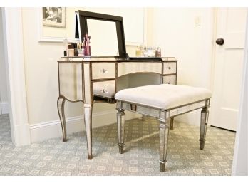 Claudia Mirrored Vanity And Bench (Retail $1,249)