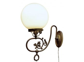 Vintage Brass Wall Lamp With Glass Globe