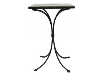 Checkered Wrought Iron Side Table