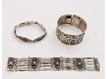 Three Mexican Sterling Silver Bracelets