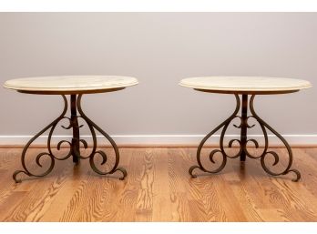 Pair Of Vintage Marble Top End Tables
