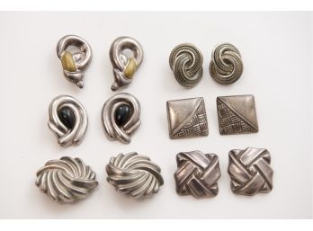 Six Pairs Of Sterling Silver Clip-On Earrings (148g)