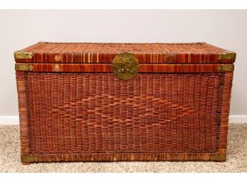 Large Wicker Chest/Trunk With Brass Fittings