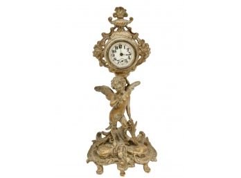 Antique Gilt Metal Cherub Clock