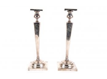 Pair Of A.C. Sterling Silver Candlestick Holders (17.950 Troy Ou.)
