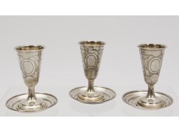 Set Of Three Sterling Cups And Plates (4.105 Troy Ou.)