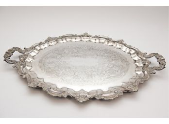 Large Silverplate Footed Platter With Handles