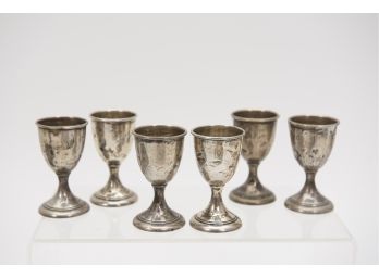 Set Of Six Sterling Silver Cordial Cups (2.975 Troy Ou.)