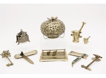 Brass Hanging Candle Holder,  Trinket Trays, Mortar & Pestles, Terrier Letter Opener And More