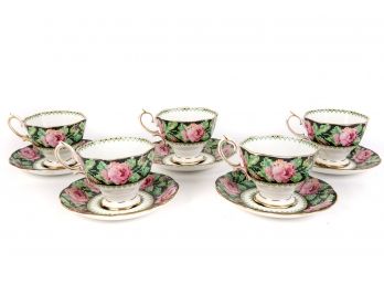 Set Of Five Royal Albert Crown China England Tea Cups And Saucers