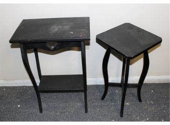 Two Black Wood Occasional Tables
